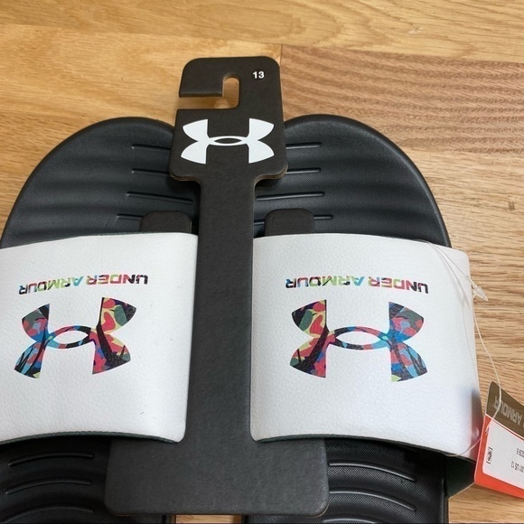 Under Armour Slides Sandals NWT Sz 13 White Multi Color main image 4